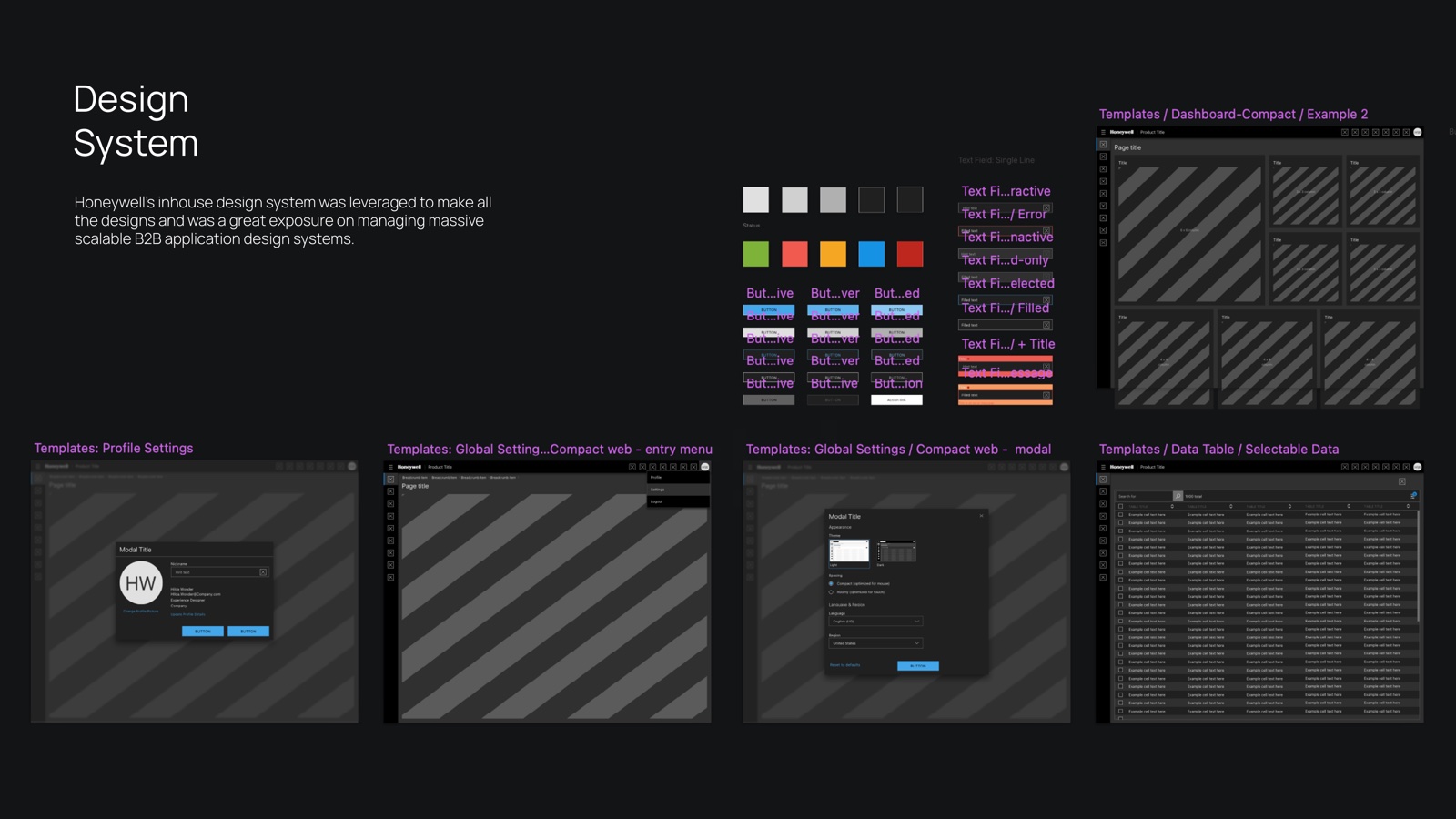Templates and components built on Honeywell's in-house B2B design system
