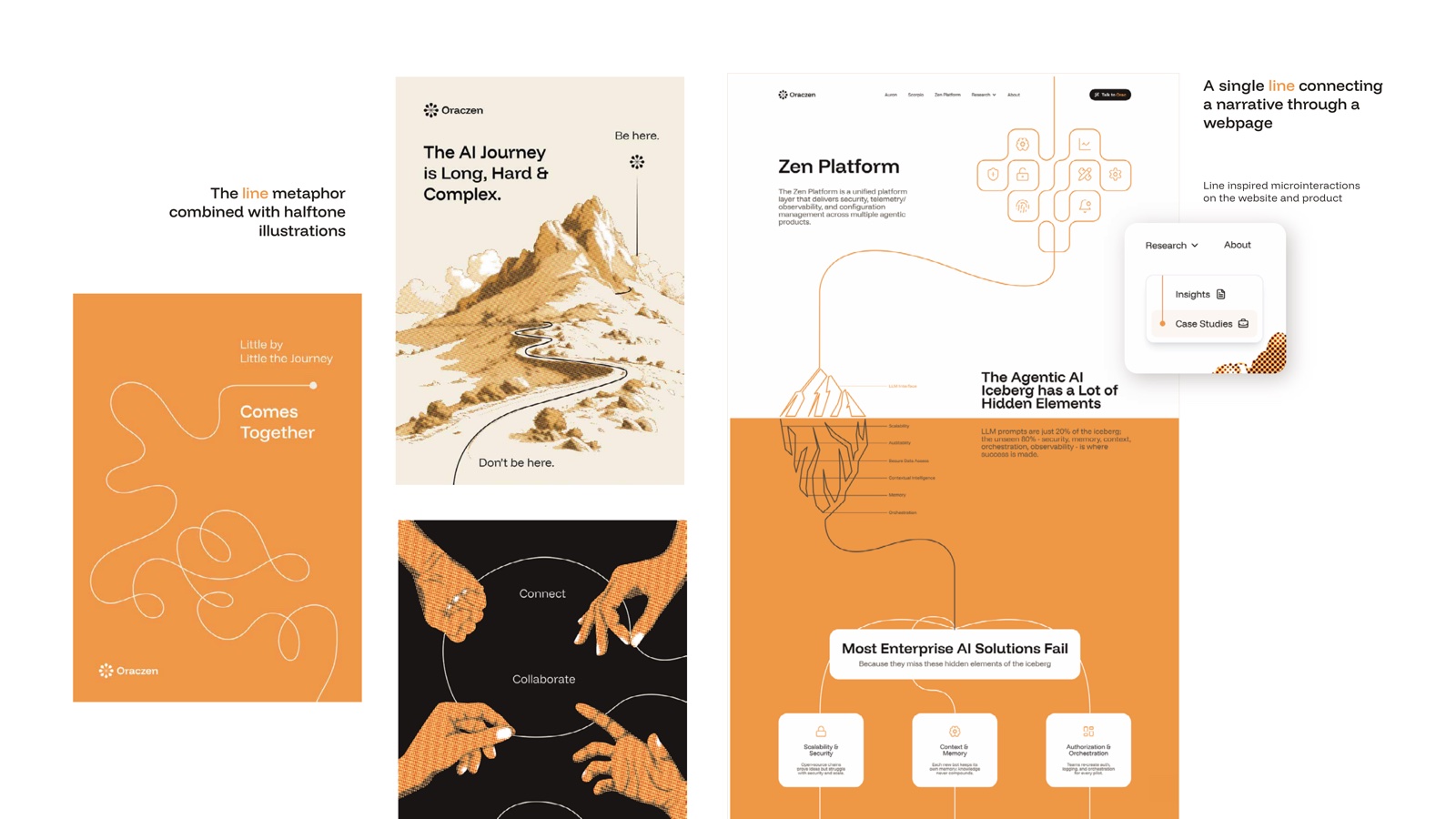 The line metaphor carried across posters and the Zen Platform webpage